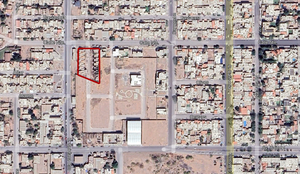 Ubicación general del conjunto Los Balcones al norte de Ciudad Obregón